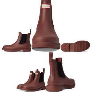 Hunter commando Chelsea rain boot muted berry size 8